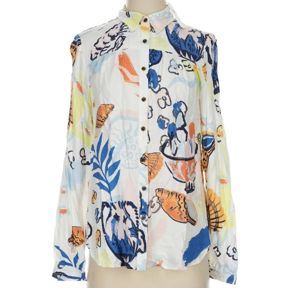 NWT MAEVE Alisa Sea Life Pattern Long Sleeve Button Front Blouse Size Small